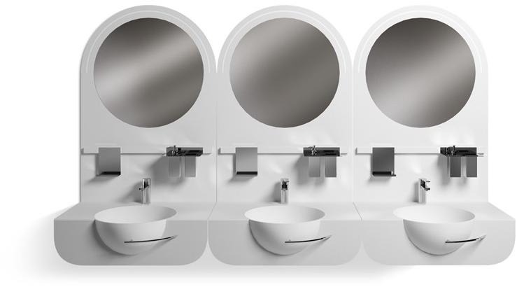 GES Group Моноблочная общественная раковина из массива с зеркалом sun-id-1349358 - Вид №3