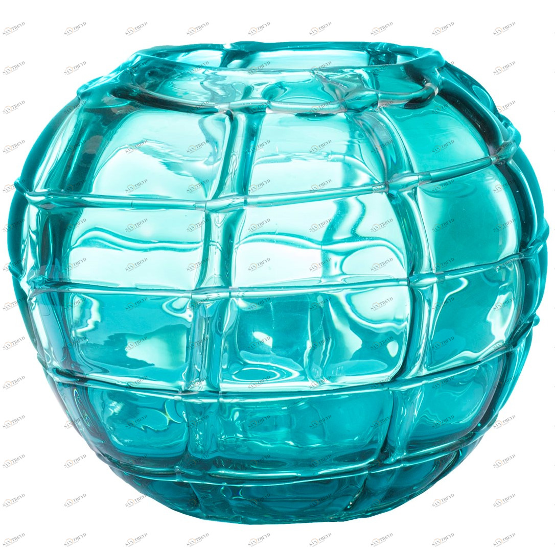 Ваза стеклянная голубая 17 см Ice GARDA DECOR - 045405 Голубой 