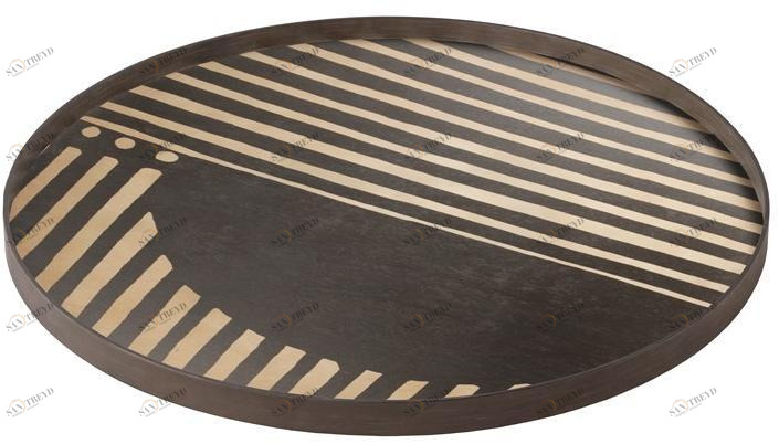 Ethnicraft Круглый деревянный поднос Urban geometry 20937