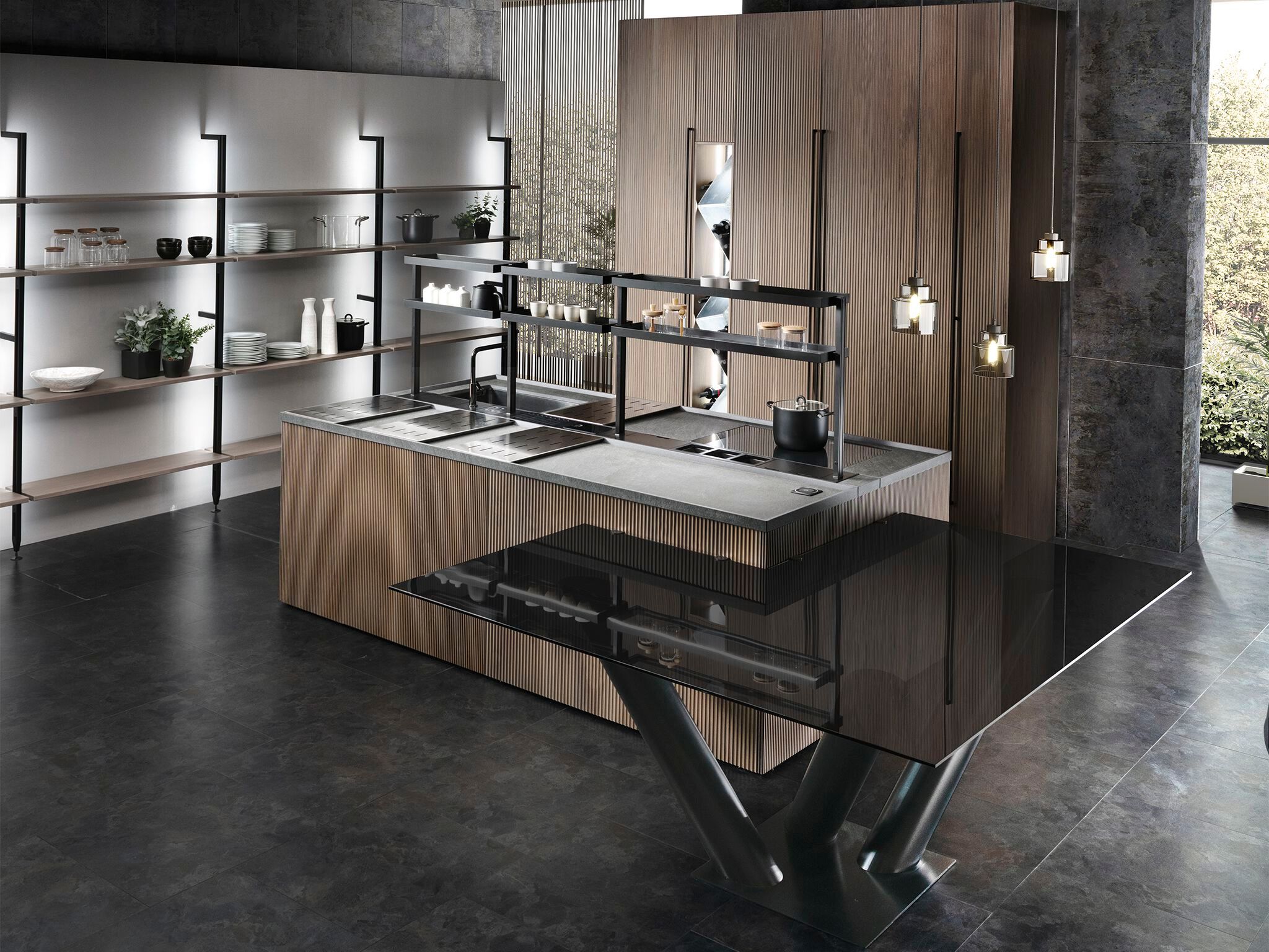 Кухня из грецкого ореха с островом Floritelli Cucine Milled ARCH-00023730