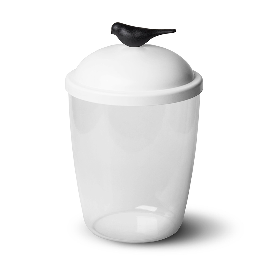 QL10302-WH-BK Емкость для льда sparrow, белая с черным Qualy 