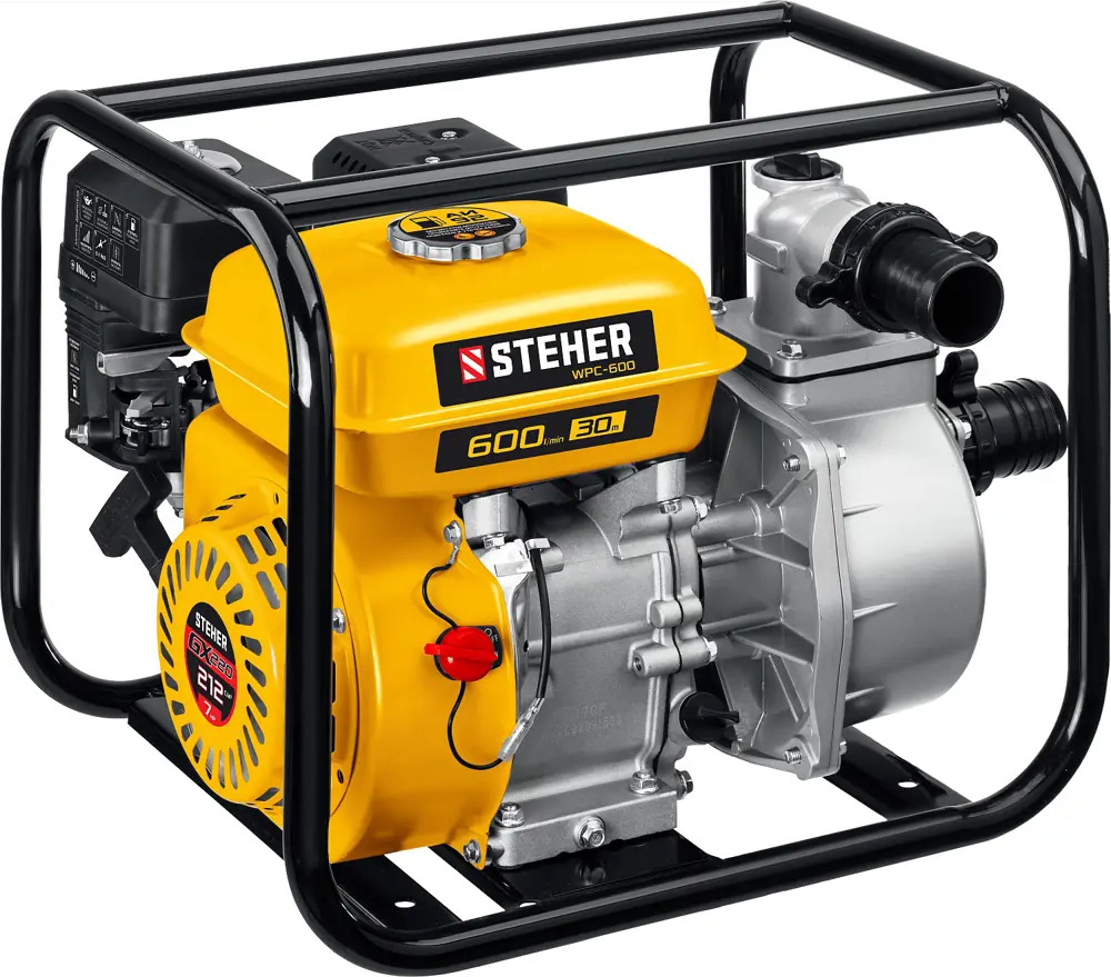 91120698 Мотопомпа Steher WPC-600 для чистой воды 7 л.с. расход 36000 л/ч STLM-0492385