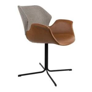 Кресло Nikki коричневое с черным основанием