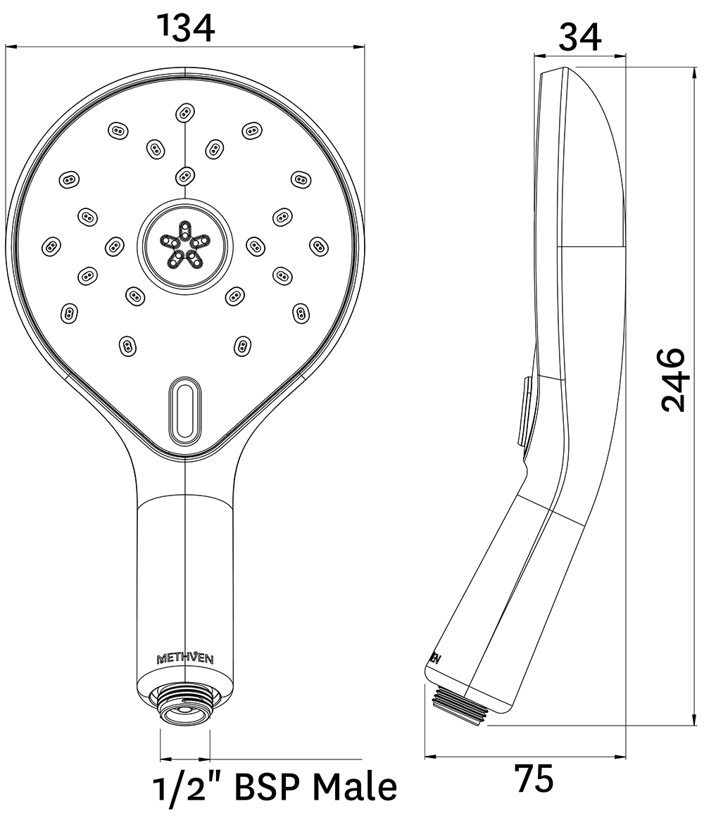 KHHSCP Трубка Satinjet Koha MKII Methven Хром  - Вид №1