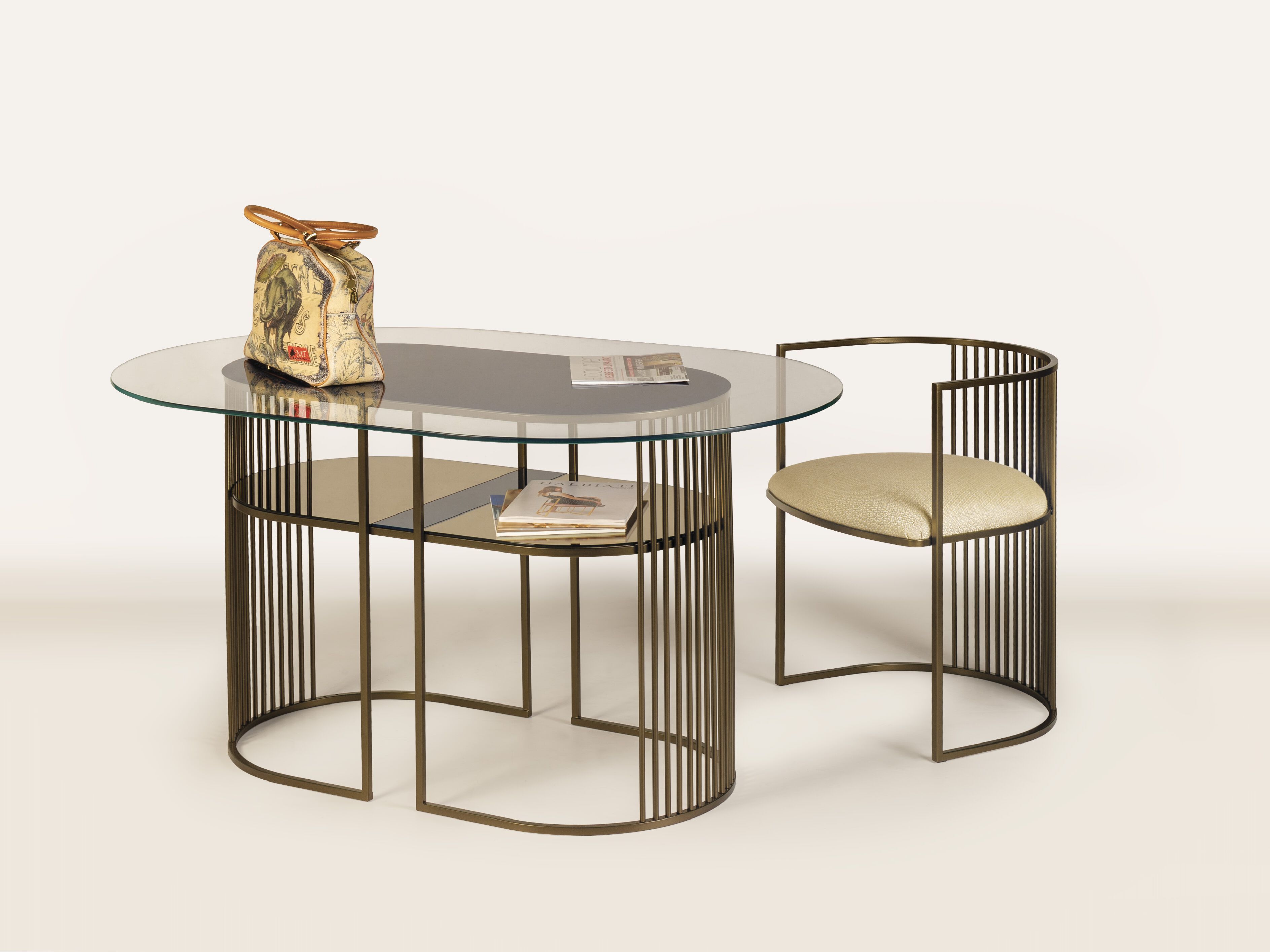 Овальный стол из стали и стекла Galbiati Exclusive Interiors ARCH-00011096