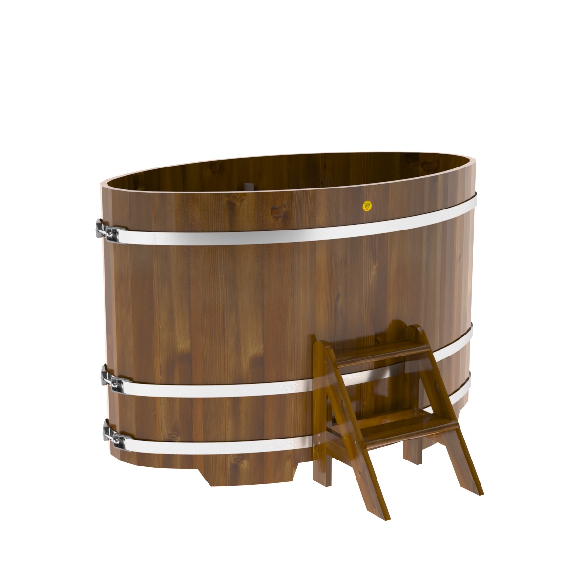 2273 Купель овальная из лиственницы Рустик 0,92х1,66х1,1 морёная Alyarus  - Вид №1