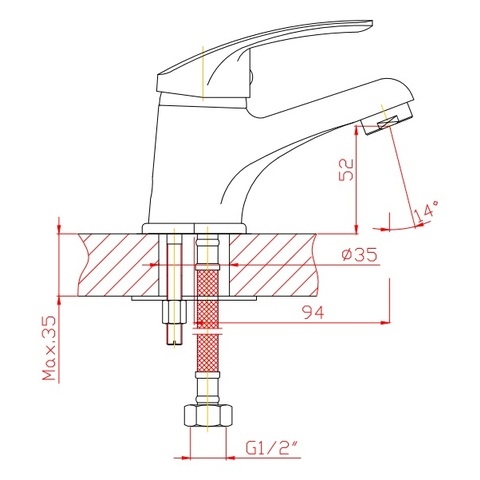Orange Gabi M81-021cr однорычажный смеситель для раковины Хром sun-id-1517064 - Вид №1