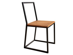 Железный стул с дубовым сиденьем