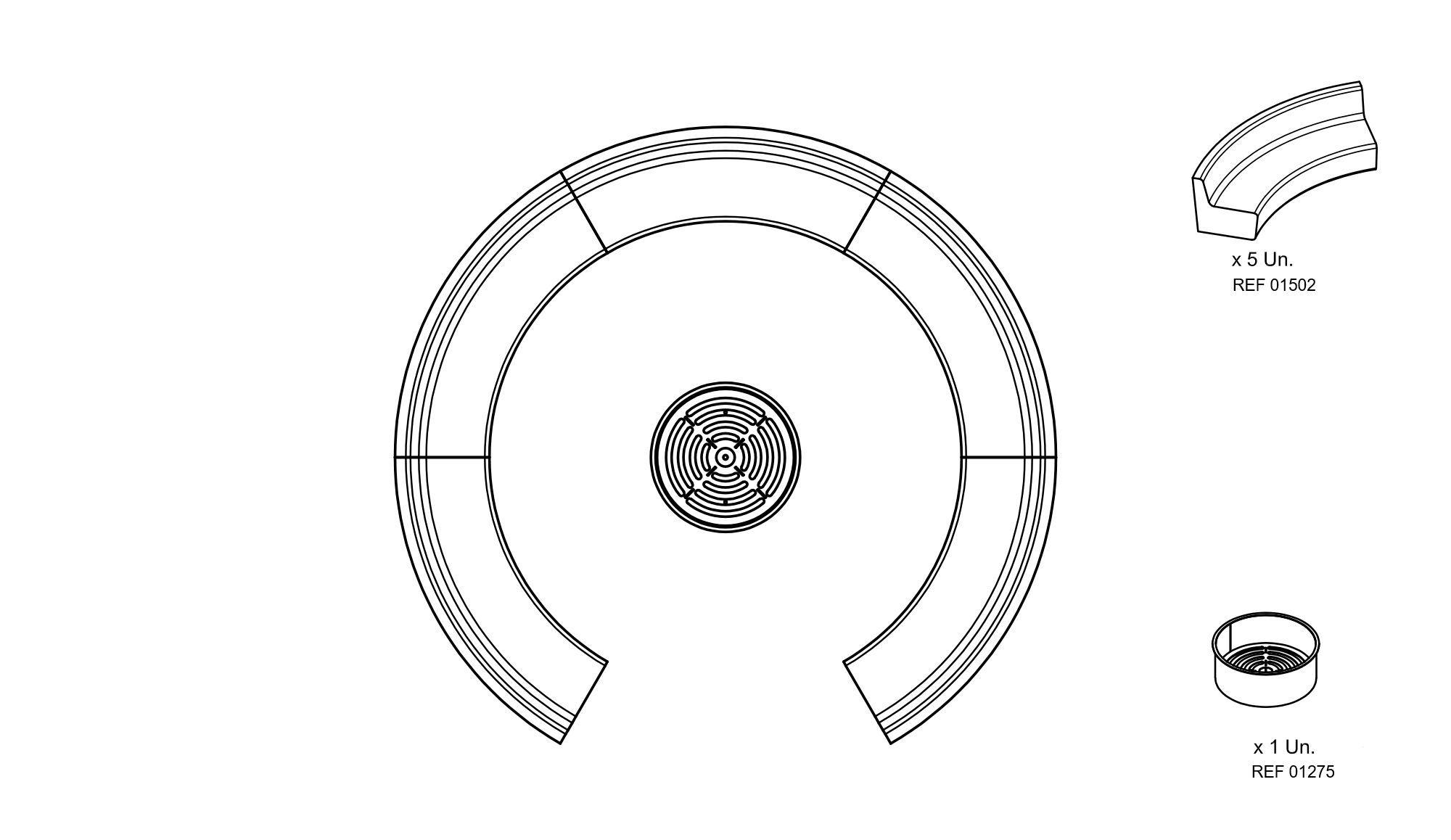 Изогнутая бетонная скамья без спинки amop Tejo ARCH-00066471 - Вид №5