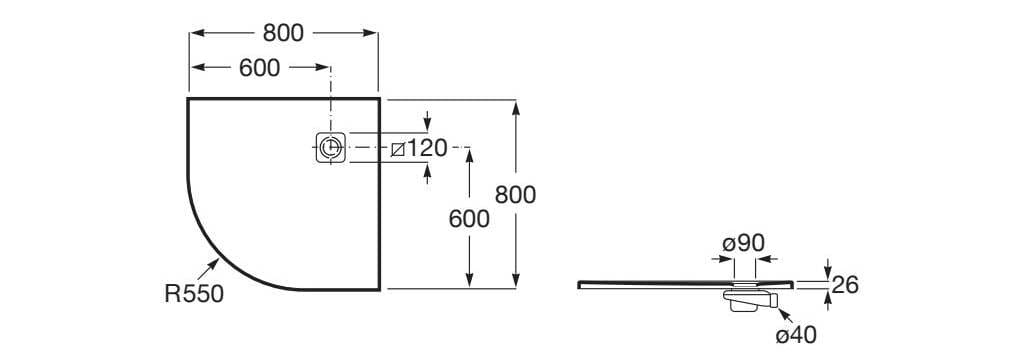 Ультра-плоский полукруглый поддон для душа Stonex® Roca Terran-N ARCH-00090799 - Вид №6