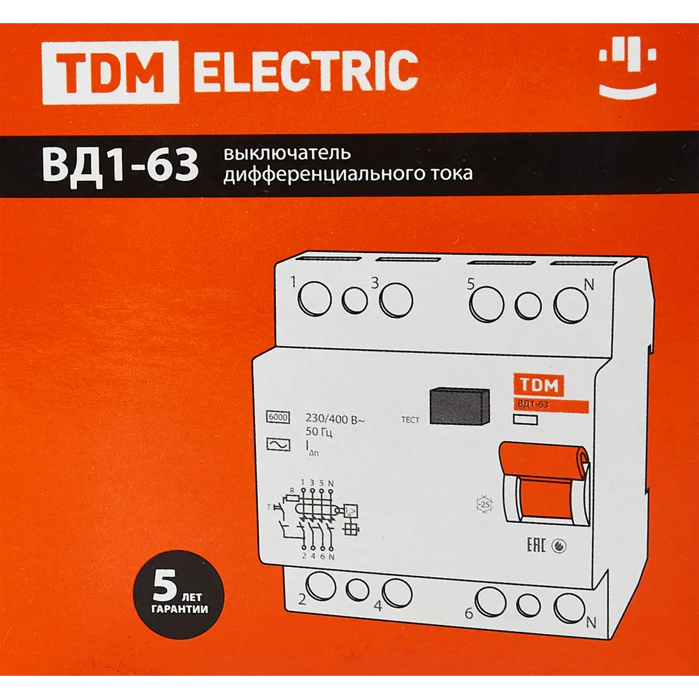 УЗО TDM Electric ВД1-63 4P 25А с защитой от токов утечки 84399448 STLM-0049232 - Вид №5