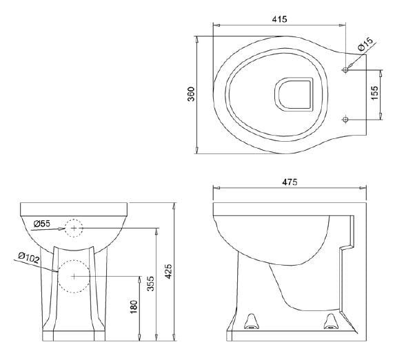 Компактный туалет в напольном стекле Burlington На заказ ARCH-00120378 - Вид №5