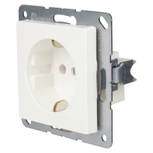 Розетка Jung EcoProfi с заземлением есть шторки цвет белый