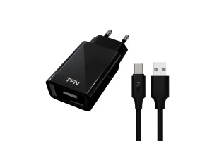 16384958 Сетевое зарядное устройство 1А + кабель TypeC black -WC1U1AUSBCBK TFN