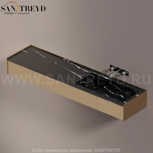 Agape DR Раковина столешница 200 см, с 2-мя выдвижными ящиками. Отделка: бронза и черный мрамор ADRP20DNRNMNR