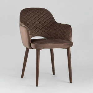 Стул с подлокотниками мягкий коричневый вельветовый "Венера диамант" STOOL GROUP ДИЗАЙНЕРСКИЕ 00-3881940 Коричневый