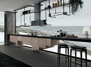 Деревянная линейная кухня