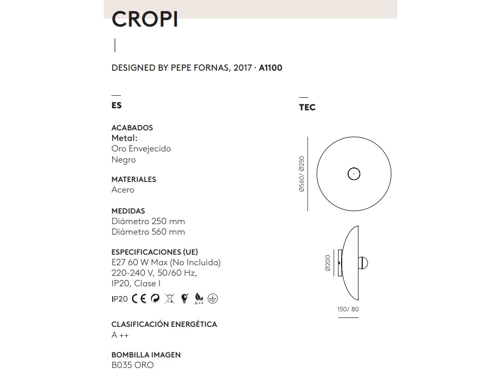 092226 Бра 56 см черное Aromas del Campo Cropi 