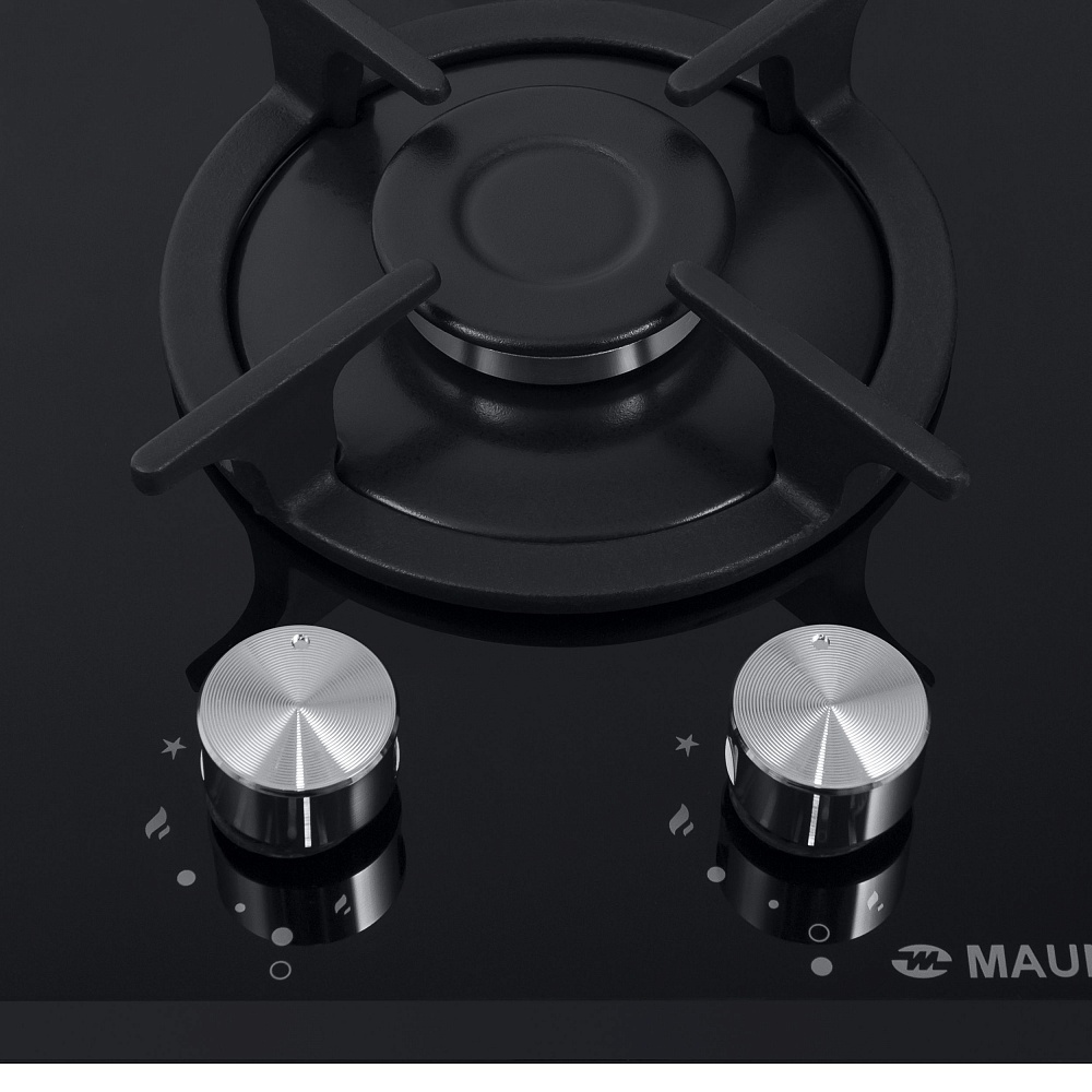 EGHG.32.1CB/G Газовая панель / домино, • тип: газовая 30см • тип установки: независимая • управление: фронтальное, переключатели поворотные • нагревательный элемент: конфорка, 2шт • мощность конфорок, вт: 2600, 1700 • материал исполнения: жаропрочное стек Santreyd  - Вид №4