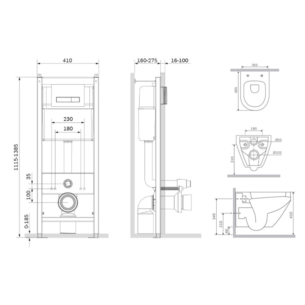 IS30251.701700 Инсталл с клав Start S хром глянц с подв унит FlashClean с сид м/лифт AM.PM Spirit - Вид №6