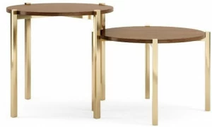 PRADDY Круглый журнальный столик из нержавеющей стали и дерева для гостиной  Ml112|ml115