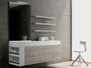 BMT Тумба под умывальник подвесная с ящиками и зеркалом Blues 2.0