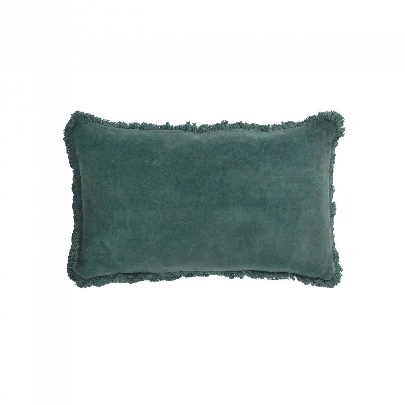 108480 Наволочка из 100% хлопка и бархата с бахромой зеленого цвета 30 x 50 см La Forma Cedella  - Вид №1