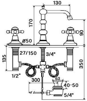 rvb Смеситель для раковины на 3 отверстия 1920-1921 1921.--.45 - Вид №1