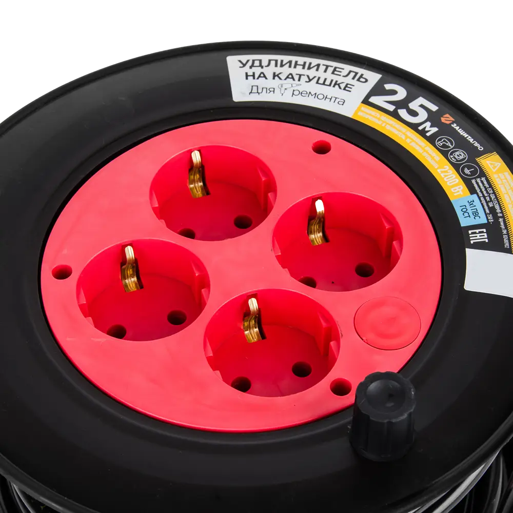 Удлинитель на катушке с заземлением Защита Про 4 розетки, 25 м STLM-2040247 - Вид №3