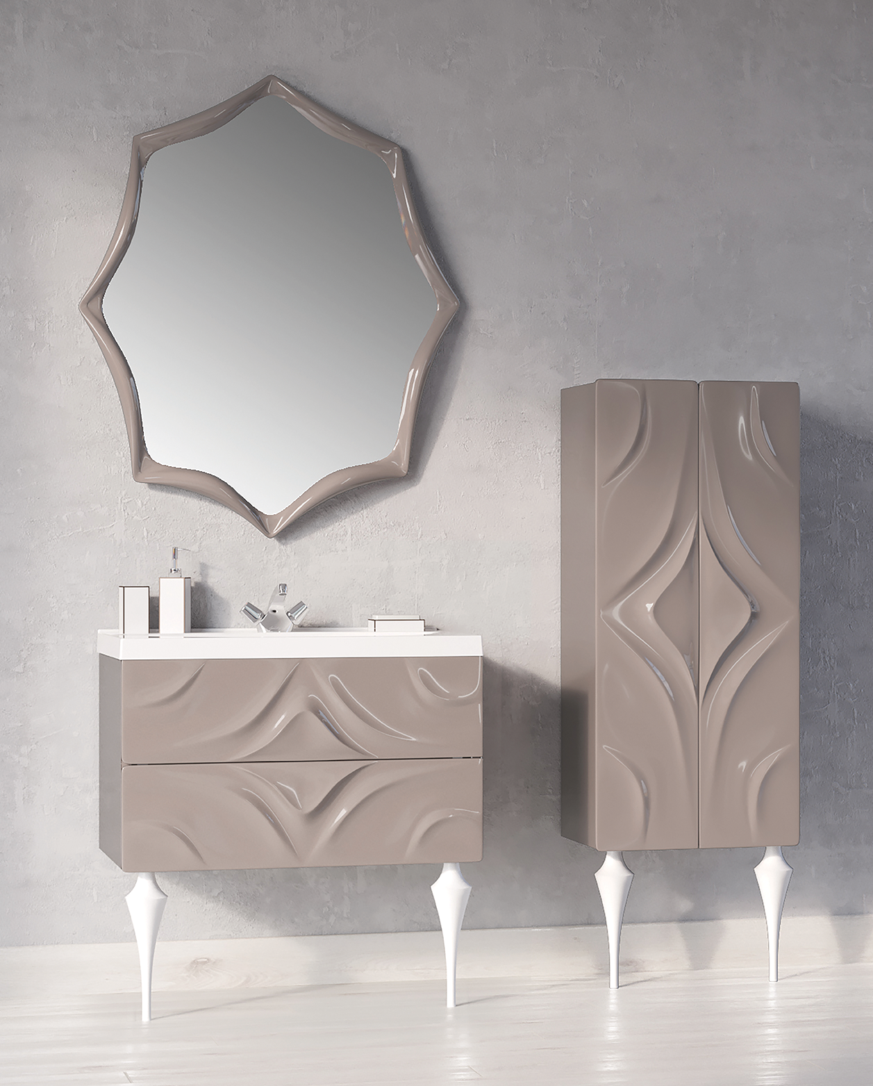 У67287 Тумба с раковиной Angel 80П 2в.я. Cappuccino 1 Marka Art - Вид №1