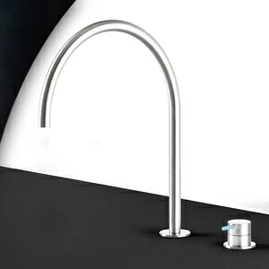 Смеситель для раковины сталь глянцевая с голубой ручкой Toki Radomonte TKI33LCIL27