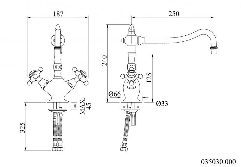 Bronces Mestre Хромированный кухонный смеситель Retro 035030.000.50 - Вид №1