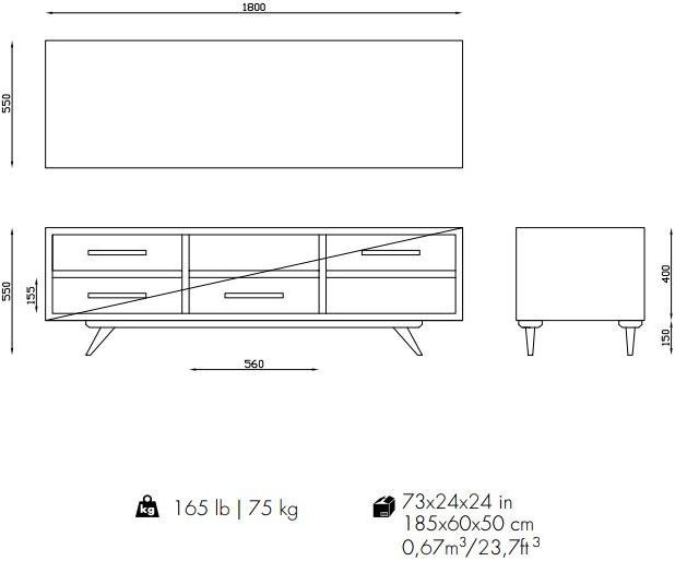 Mambo Unlimited Ideas Деревянная тумба под ТВ с ящиками Space sun-id-1368510 - Вид №3
