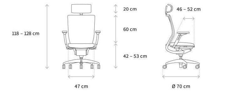Регулируемый по высоте поворотный офисный стул из ткани Wagner ARCH-00067568 - Вид №2