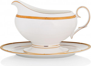 32128 Noritake Соусник с подставкой Noritake "Рочель,золотой кант" 300мл Фарфор костяной