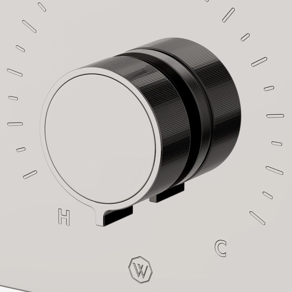 BTH42B Серия Bond Tandem Встроенная термостатическая и двусторонняя отделка с переключателем с двухцветной ручкой и ручкой с гильошированными линиями Waterworks - Вид №1