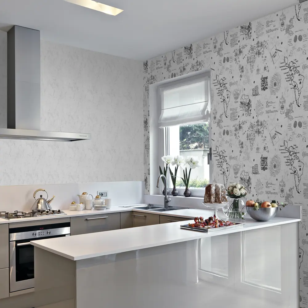 Обои флизелиновые Ateliero Coffee белые 1.06 м 888621 STLM-2176153 - Вид №3