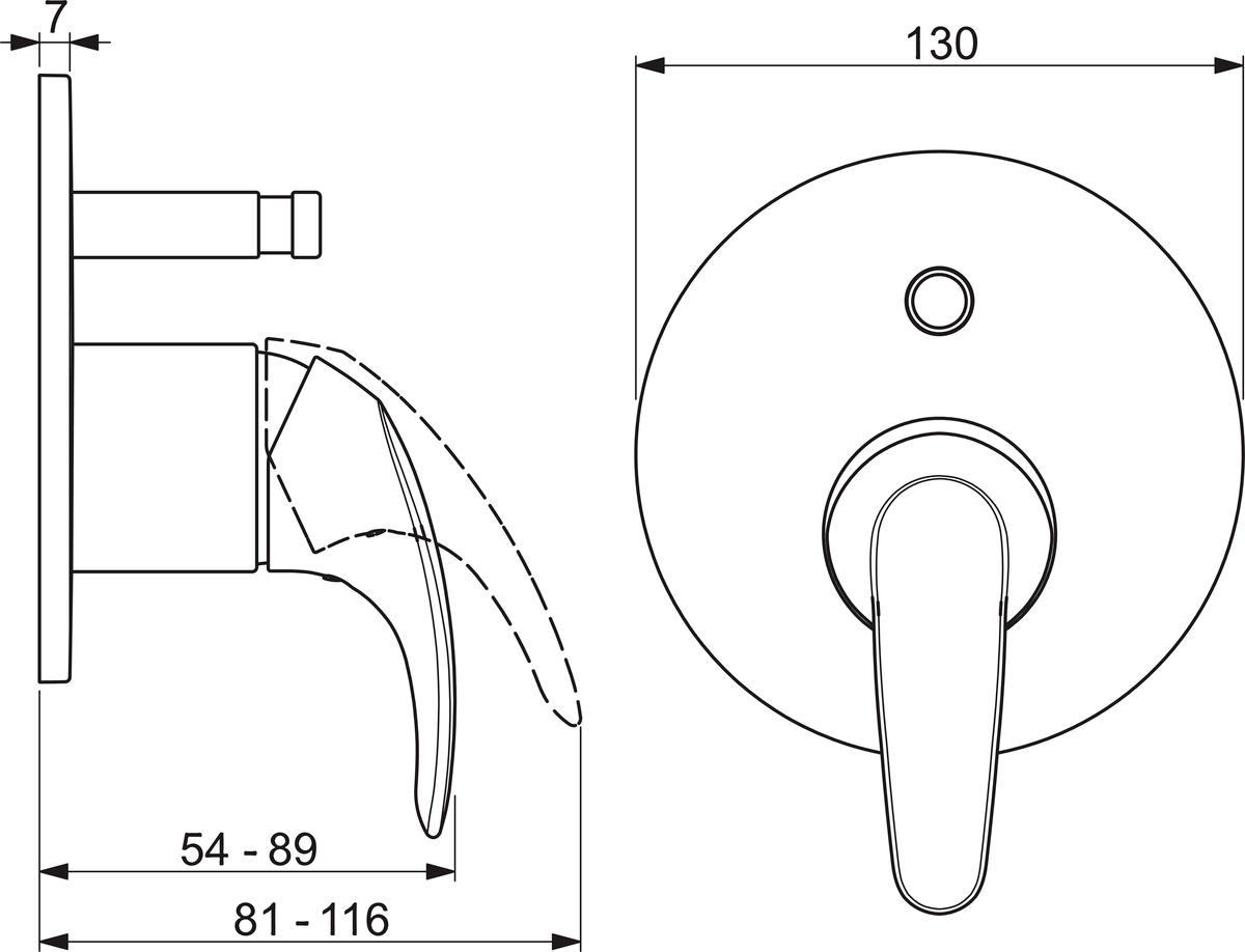 Oras 1484 Панель смесителя для ванны и душа 1484 Polara Хром  - Вид №1