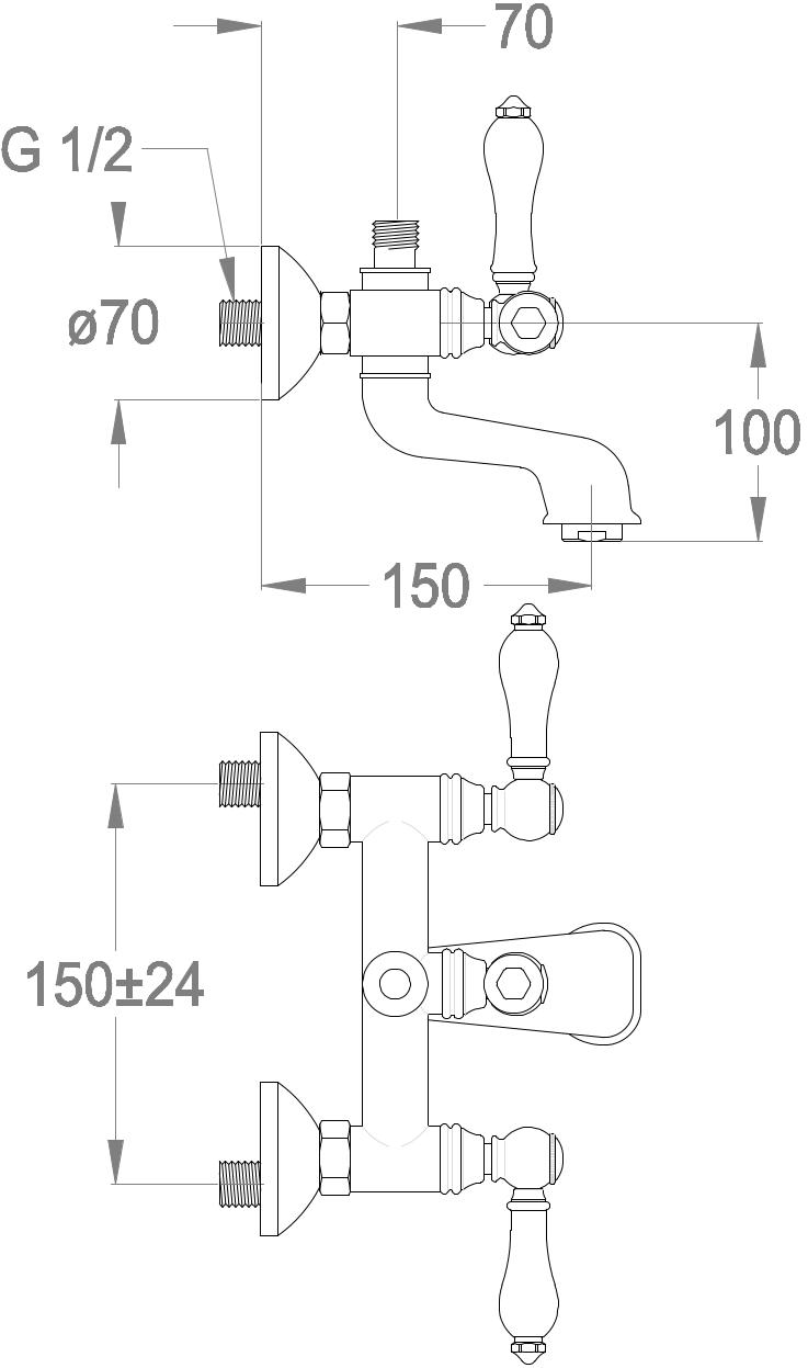 Fir Italia Смеситель для ванны на 2 отверстия с переключателем Melrose 21 2131412 - Вид №1