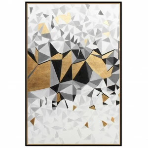 Постер прямоугольный на художественной бумаге 80х60 см "Кубическая абстракция-2" EVENHOME ДИЗАЙНЕРСКИЕ 00-3878743 Белый;золото;черный