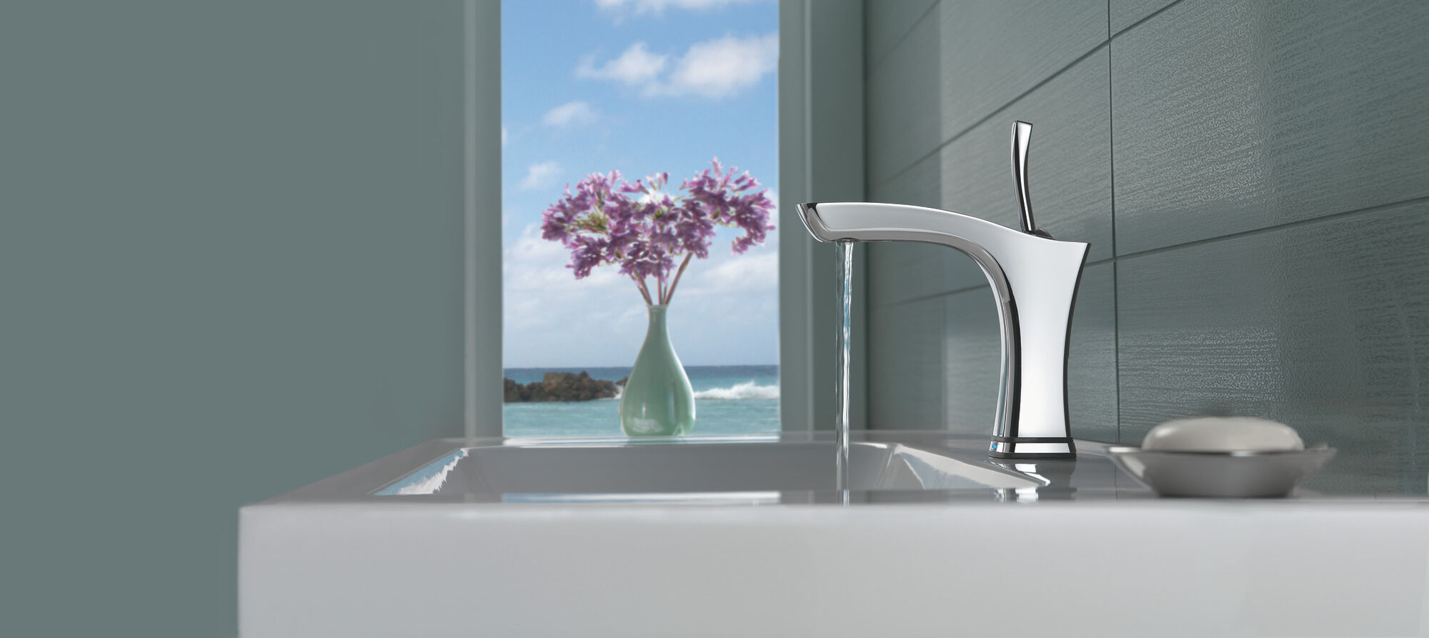 552TLF-PN Смеситель для ванной с одной ручкой с технологией Touch2O.xt® Delta Faucet Tesla Полированный никель - Вид №3