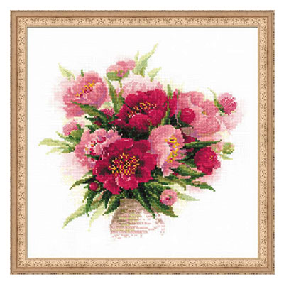 1259 Набор для вышивания Пионы в вазе 40 х 40 см RIOLIS Сотвори Сама 