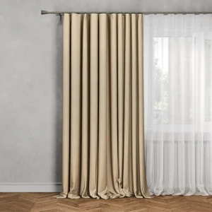 Штора Замша однотонная 160x260 цвет песочный лента