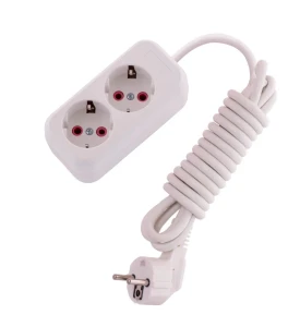 LILA Удлинитель с заземлением 2 входа, 3 метра белый