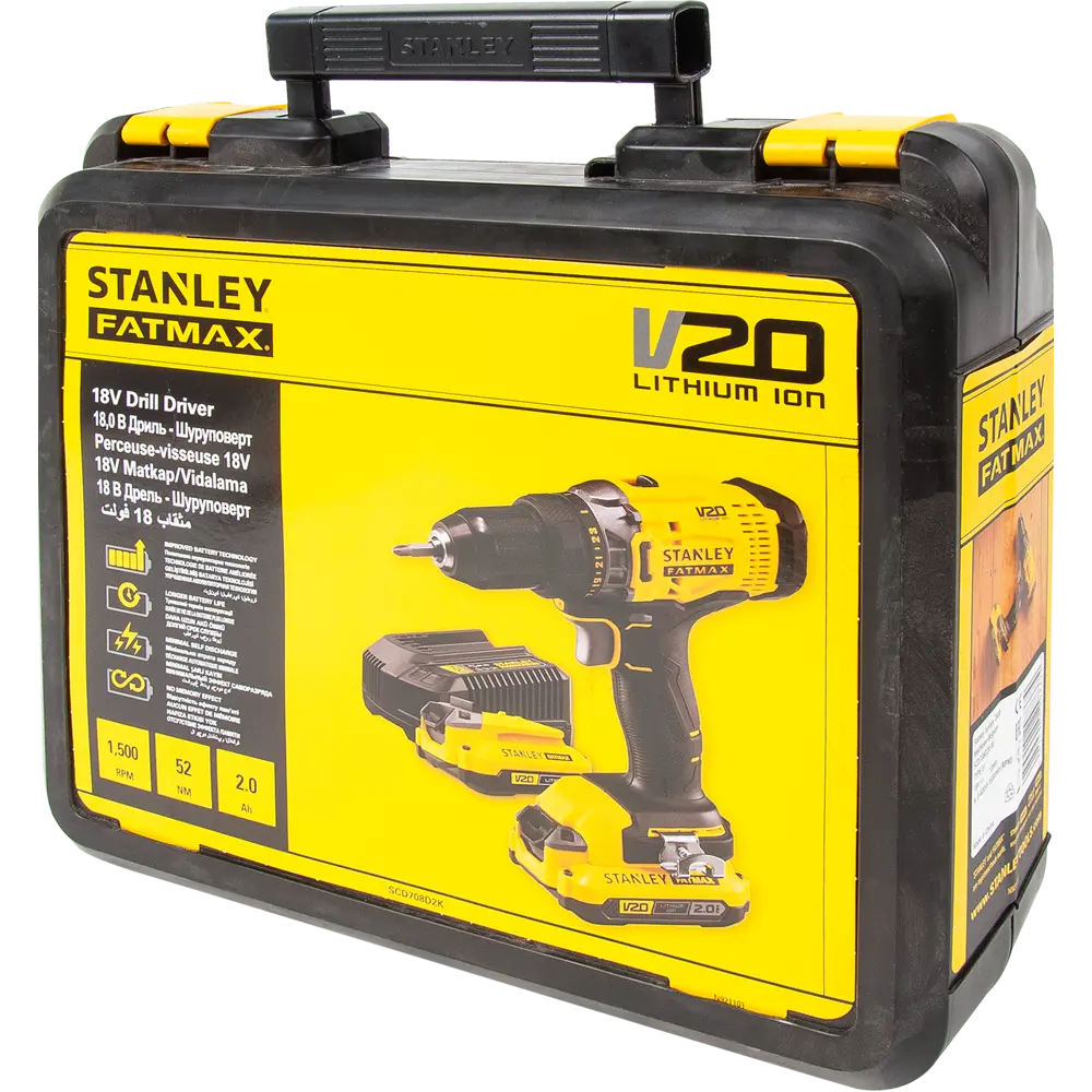 Дрель-шуруповерт аккумуляторная Stanley Fatmax SCD708D2K, 18 В Li-ion 2x2 Ач STLM-2073879 - Вид №7