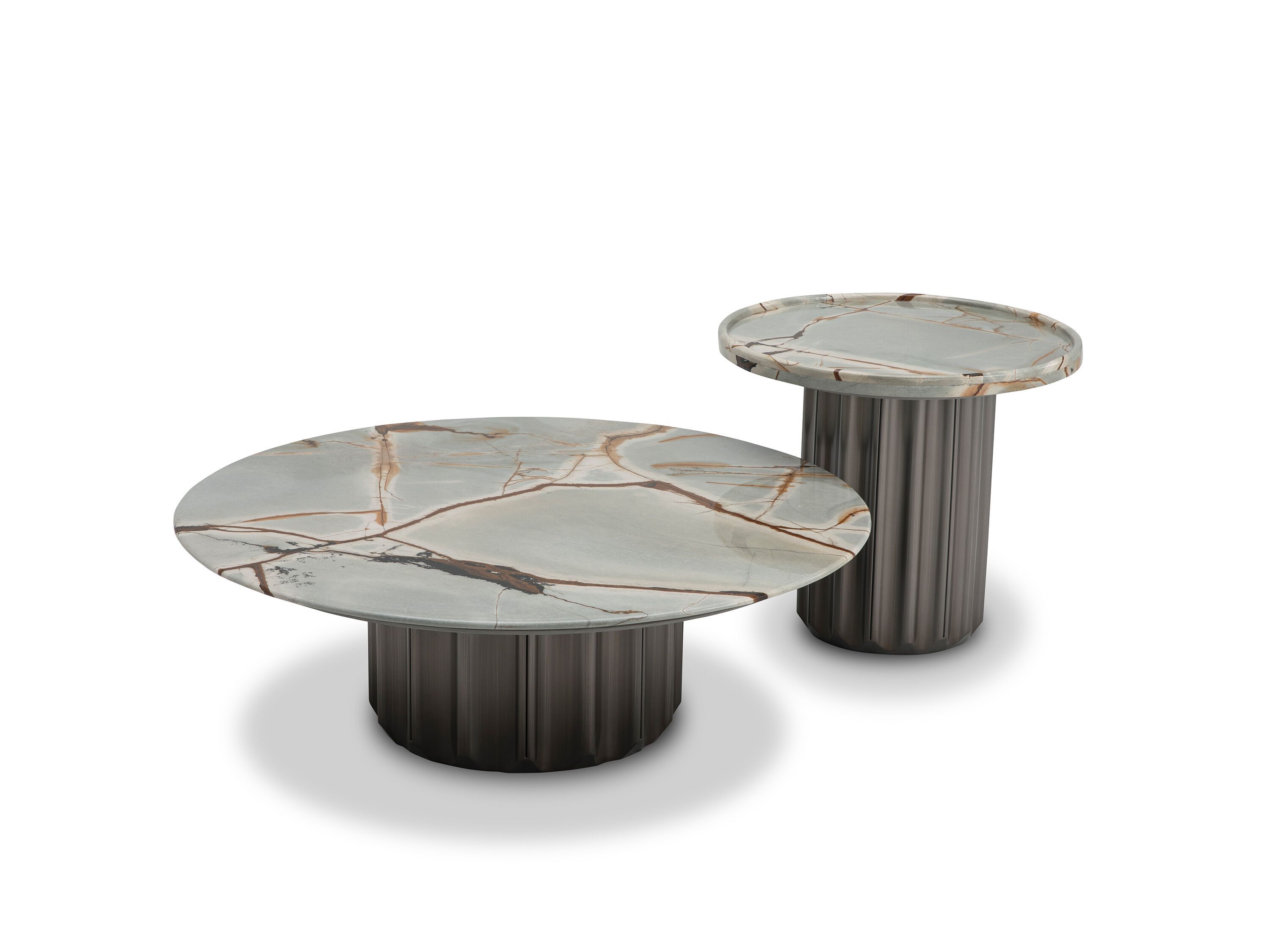 Низкий круглый журнальный столик из мрамора и нержавеющей стали CAMPO DE' FIORI ASCT655 ARCH-00091789