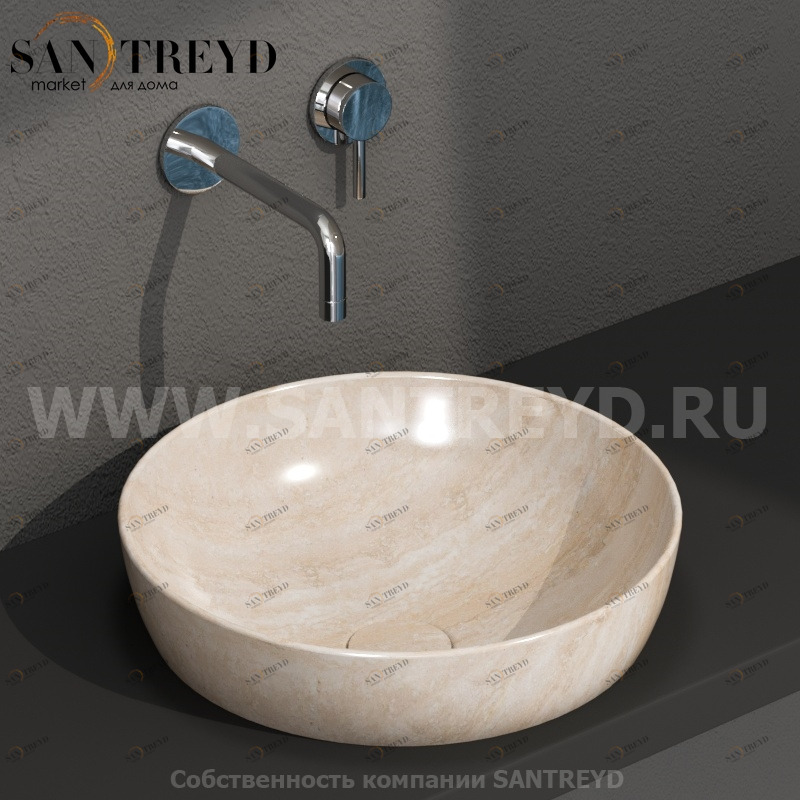 B6T38TR Встроенная раковина под столешницу круглая Ceramica Globo T-EDGE