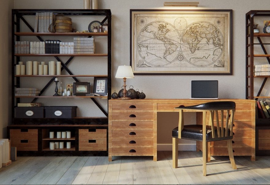 Письменный стол с ящиками деревянный, ясень-орех "Палермо" DREAMLINE ПОД СТАРИНУ 176714 Орех;коричневый  - Вид №2