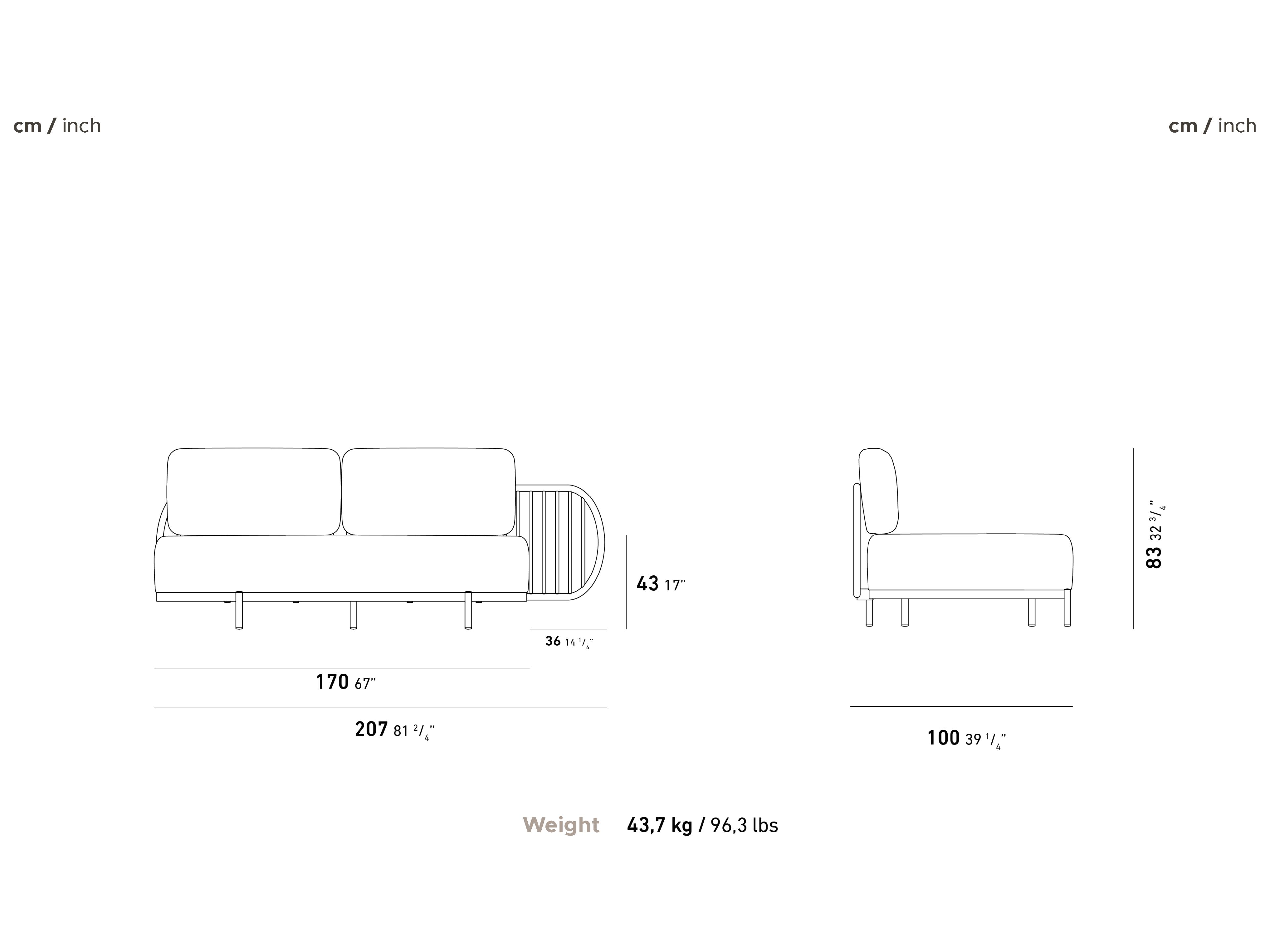 2-местный алюминиевый и Sunbrella® садовый диван YAAZ Ova ARCH-00035718 - Вид №12