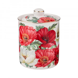 104-784 Посуда фарфоровая Маки банка с крышкой 1 220 мл Lefard